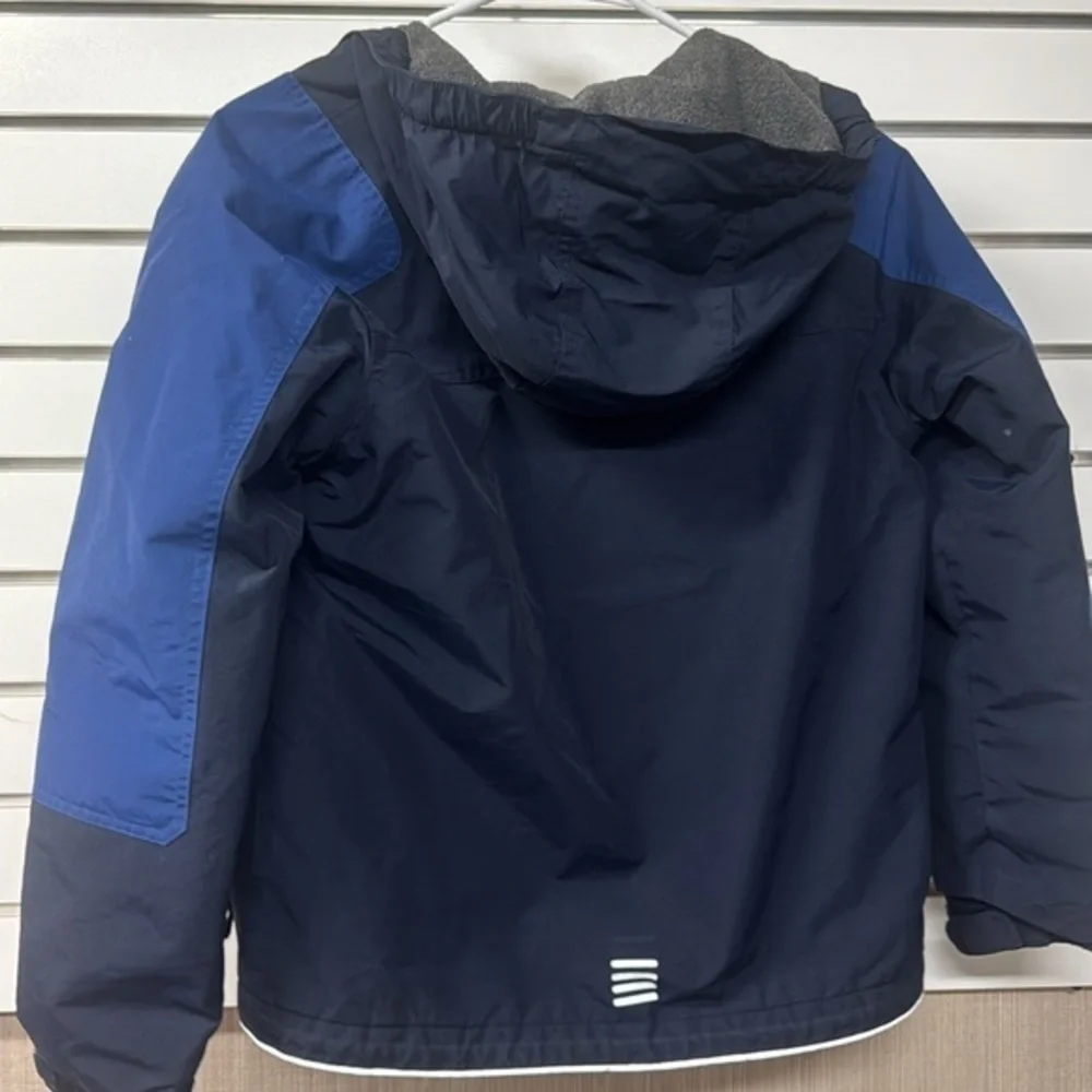 Lands’ End‎ kids blue fleece lined hooded winter jacket size 10–12 medium